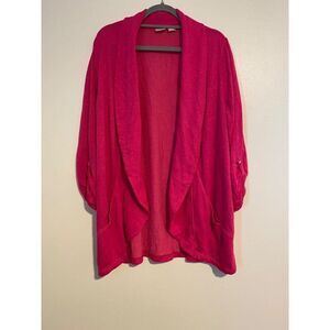 Chicos Zenergy Open Front Cardigan Women Size 3 (US 16/18) Collared Pink Career